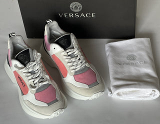 Versace Low Top Womens Leather/Fabric Pink Sneakers 10 US (40) 1011941 NWT $825