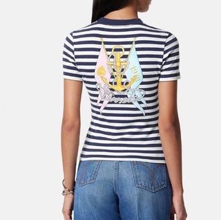 Versace Nautical Stripe T-shirt Size 38 Euro Made in Portugal 1014414 NWT $650