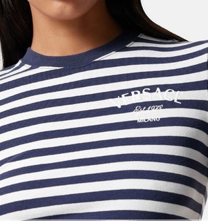 Versace Nautical Stripe T-shirt Size 40 Euro Made in Portugal 1014414 NWT $650