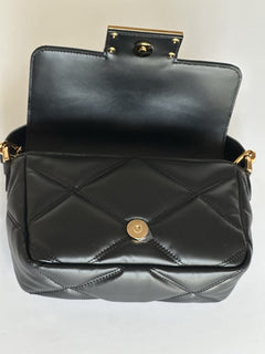 Versace Quilted Calf Leather Black Small Shoulder Bag 1014521 Italy NWT $1700