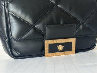 Versace Quilted Calf Leather Black Small Shoulder Bag 1014521 Italy NWT $1700