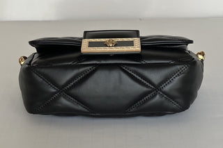 Versace Quilted Calf Leather Black Small Shoulder Bag 1014521 Italy NWT $1700