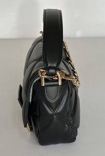 Versace Quilted Calf Leather Black Small Shoulder Bag 1014521 Italy NWT $1700