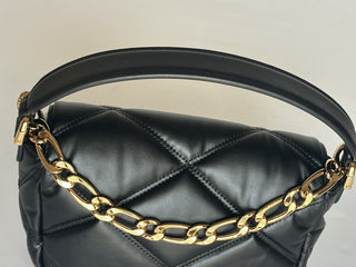 Versace Quilted Calf Leather Black Small Shoulder Bag 1014521 Italy NWT $1700