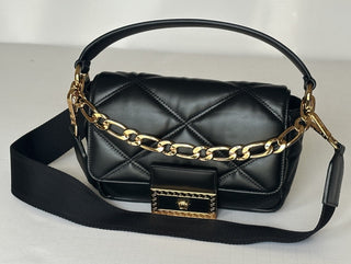 Versace Quilted Calf Leather Black Small Shoulder Bag 1014521 Italy NWT $1700