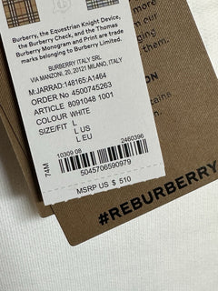Burberry Jarrad White Sweatshirt Large (Oversized) 8091048 NWT $510