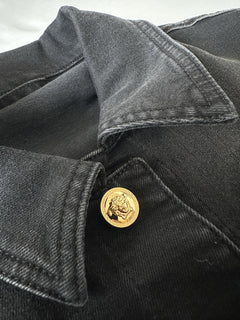 Versace Men’s Blouson Denim Black Stretch Jacket L (50) 1011834 NWT $1650