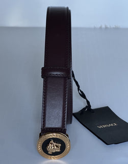 Versace Medusa-Buckle Burgundy Slim Leather Belt 100 (40) IT 1012369 NWT $500