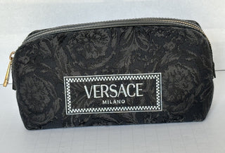 Versace Fabric Barocco Jacquard Black Beauty Pouch 1013925 NWT $575