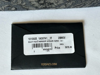 Versace Fabric Barocco Jacquard Black Beauty Pouch 1013925 NWT $575