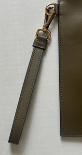 Versace Medusa Head Leather Large Pouch Clutch Olive Green 1010525 IT NWOT $750