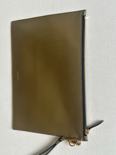 Versace Medusa Head Leather Large Pouch Clutch Olive Green 1010525 IT NWOT $750