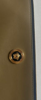 Versace Medusa Head Leather Large Pouch Clutch Olive Green 1010525 IT NWOT $750