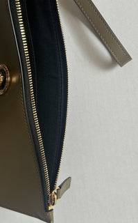 Versace Medusa Head Leather Large Pouch Clutch Olive Green 1010525 IT NWOT $750