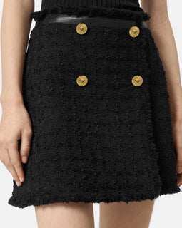 Versace Boucle Tweed Mini Skirt Black 40 Euro Italy 1013539 NWT $1550