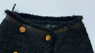 Versace Boucle Tweed Mini Skirt Black 40 Euro Italy 1013539 NWT $1550