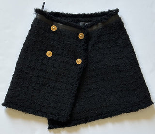 Versace Boucle Tweed Mini Skirt Black 42 Euro Italy 1013539 NWT $1550