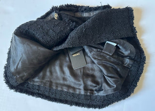 Versace Boucle Tweed Mini Skirt Black 42 Euro Italy 1013539 NWT $1550