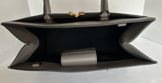 Versace Virtus Grainy Calf Leather Grey Large Top Handle Bag 1005961 IT NWT