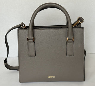 Versace Virtus Grainy Calf Small Grey Top Handle Bag 1005960 IT NWT $1825