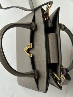 Versace Virtus Grainy Calf Small Grey Top Handle Bag 1005960 IT NWT $1825