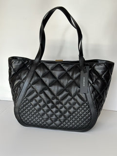 Versace Greca Large Quilted Goddess Calf Leather Black Tote Bag 1011570 IT New
