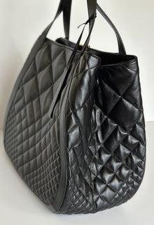Versace Greca Large Quilted Goddess Calf Leather Black Tote Bag 1011570 IT New