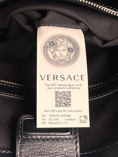 Versace Greca Large Quilted Goddess Calf Leather Black Tote Bag 1011570 IT New
