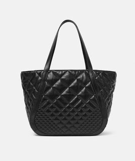 Versace Greca Large Quilted Goddess Calf Leather Black Tote Bag 1011570 IT New