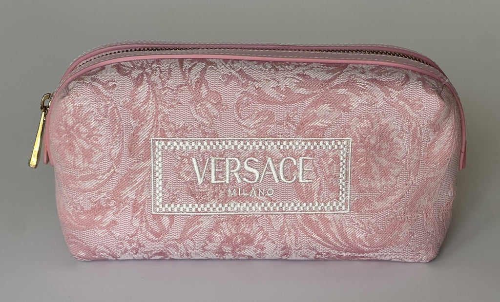 Versace Fabric Barocco Jacquard Light Pink Beauty Pouch 1013925 NWT $575