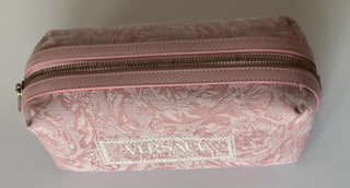 Versace Fabric Barocco Jacquard Light Pink Beauty Pouch 1013925 NWT $575