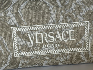 Versace Fabric Barocco Jacquard Light Brown Beauty Pouch 1013925 NWOT $575