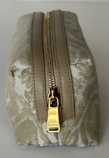 Versace Fabric Barocco Jacquard Light Brown Beauty Pouch 1013925 NWOT $575
