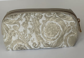 Versace Fabric Barocco Jacquard Light Brown Beauty Pouch 1013925 NWOT $575