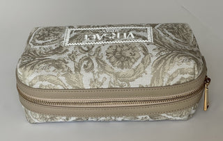 Versace Fabric Barocco Jacquard Light Brown Beauty Pouch 1013925 NWOT $575