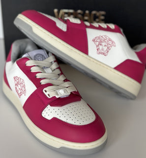 Versace Women’s Glossy Pink/White Leather Sneakers 7 US (37 Eu) 1014316 NIB $700