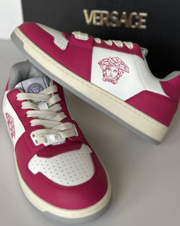 Versace Women’s Glossy Pink/White Leather Sneakers 7 US (37 Eu) 1014316 NIB $700