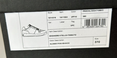 Versace Women’s Glossy Pink/White Leather Sneakers 7 US (37 Eu) 1014316 NIB $700