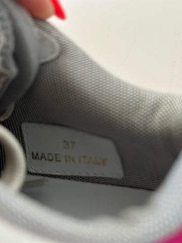 Versace Women’s Glossy Pink/White Leather Sneakers 7 US (37 Eu) 1014316 NIB $700