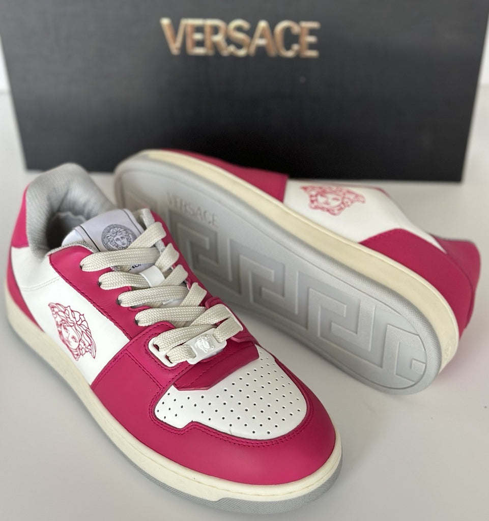 Versace Women’s Glossy Pink/White Leather Sneakers 11 US (41) 1014316 NIB $700