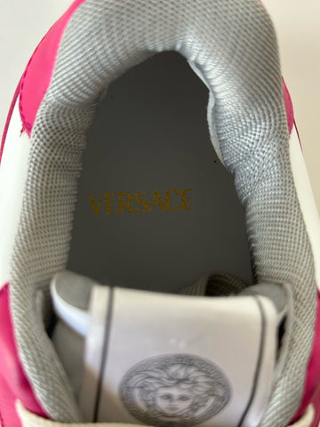 Versace Women’s Glossy Pink/White Leather Sneakers 11 US (41) 1014316 NIB $700