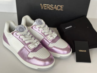 Versace Womens Medusa Rose/White Leather Sneakers 9.5 US (39.5) 1014316 NIB $700