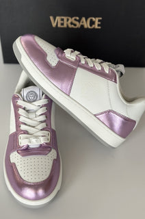 Versace Womens Medusa Rose/White Leather Sneakers 7.5 US (37.5) 1014316 NIB $700
