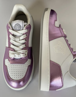 Versace Womens Medusa Rose/White Leather Sneakers 7.5 US (37.5) 1014316 NIB $700