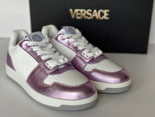 Versace Womens Medusa Rose/White Leather Sneakers 7.5 US (37.5) 1014316 NIB $700