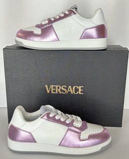Versace Womens Medusa Rose/White Leather Sneakers 7.5 US (37.5) 1014316 NIB $700