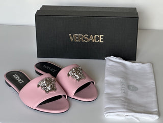 VERSACE Medusa Women's Rose Sandals 7 US (37 Euro) 1009428 Spain NIB $850