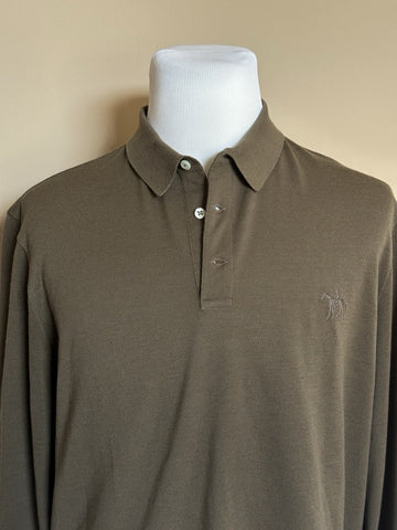 Ralph Lauren Purple Label Men's Taupe Wool Polo Long Sleeve Shirt XL IT NWT $595