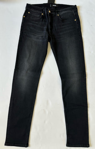 Versace Men’s Black Stretch Stone Washed Denim Jeans Size 37 US 1011835 NWT $950