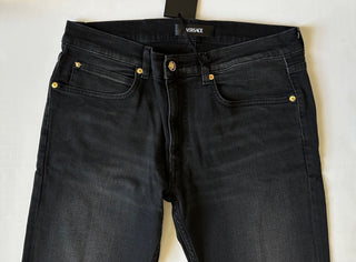 Versace Men’s Black Stretch Stone Washed Denim Jeans Size 32 US 1011835 NWT $950